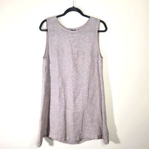 Flax Tunic / Mini Dress Size Small Khaki Linen Sleeveless